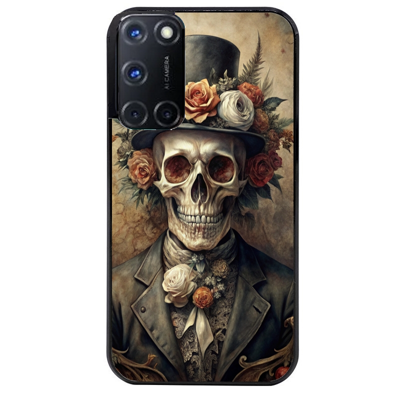 Coque noire taperso pour OPPO A72 4G avec motif tete de mort chapeau protection antichoc personnalisée