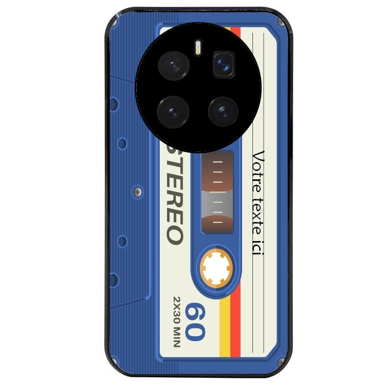 Coque noire taperso pour Magic 7 LITE et PRO personnalisable avec motif cassette bleu protection antichoc personnalisée
