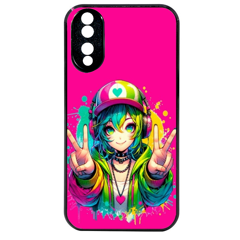 Coque noire taperso pour Honor 70 LITE 90 et LITE avec motif anime manga et tag protection antichoc personnalisée
