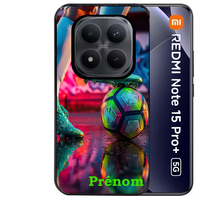 Coque noire taperso pour Redmi Note 15 et PRO PLUS 4G 5G avec motif foot controle personnalisee protection antichoc personnalisée