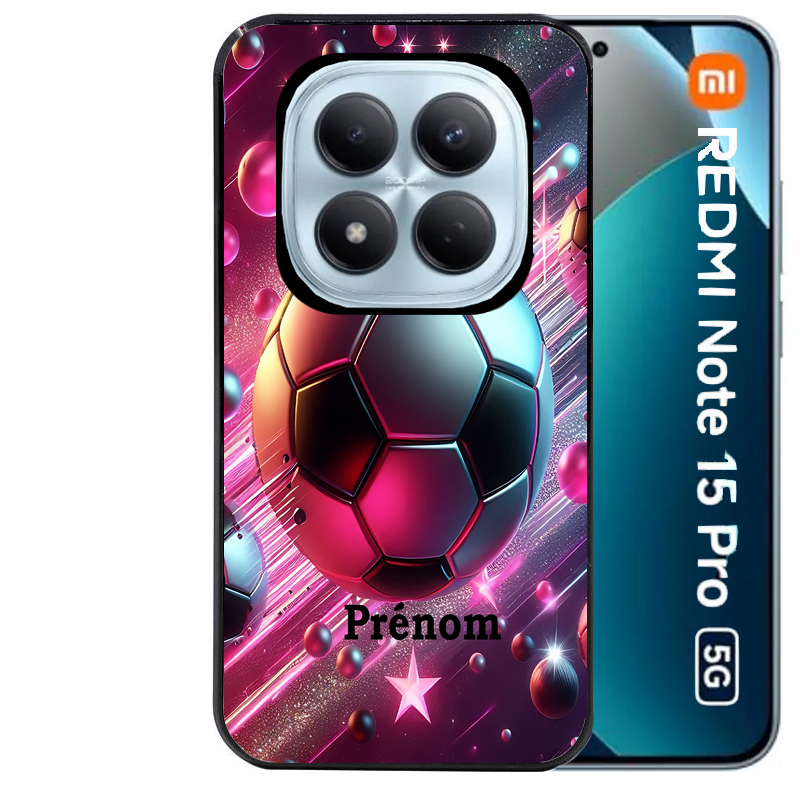Coque noire taperso pour Redmi Note 15 et PRO PLUS 4G 5G avec motif foot etoile personnalisee protection antichoc personnalisée