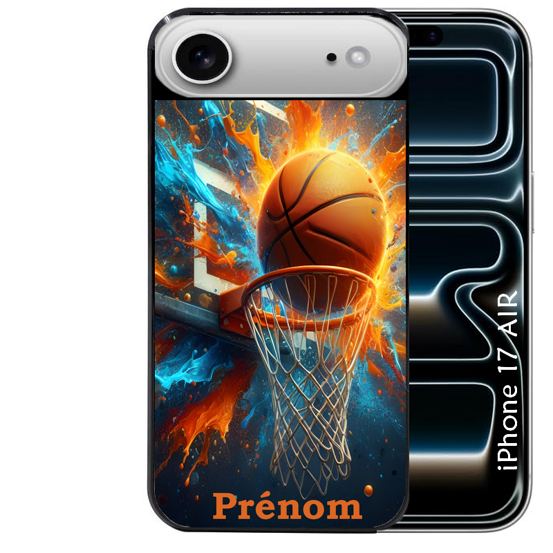 Coque noire taperso pour Iphone 17 17E AIR MAX PRO avec motif basket ball color personnalise protection antichoc personnalisée