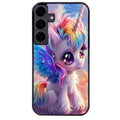 Coque noire taperso pour galaxy S25 et PLUS ULTRA FE EDGE avec motif licorne style anime protection antichoc personnalisée