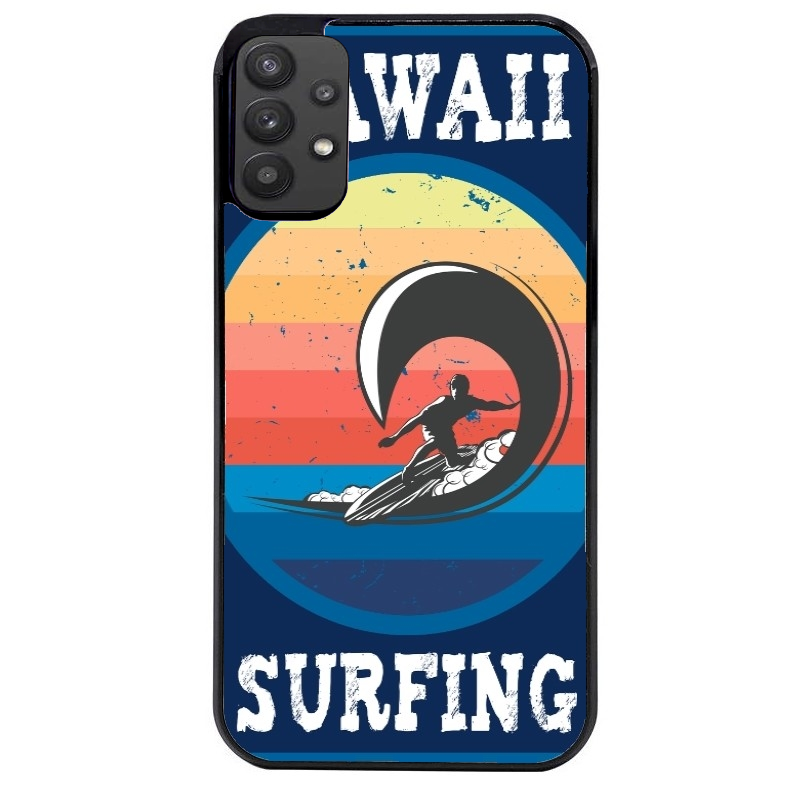 Coque noire taperso pour galaxy A22 A32 A52 A52S 4G 5G  avec motif hawaii et surf protection antichoc personnalisée