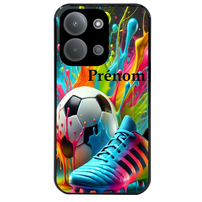 Coque noire taperso pour POCO C85 avec motif foot color personnalisee protection antichoc personnalisée