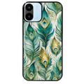 Coque noire taperso pour Redmi A1 et A2 avec motif paon plumes protection antichoc personnalisée