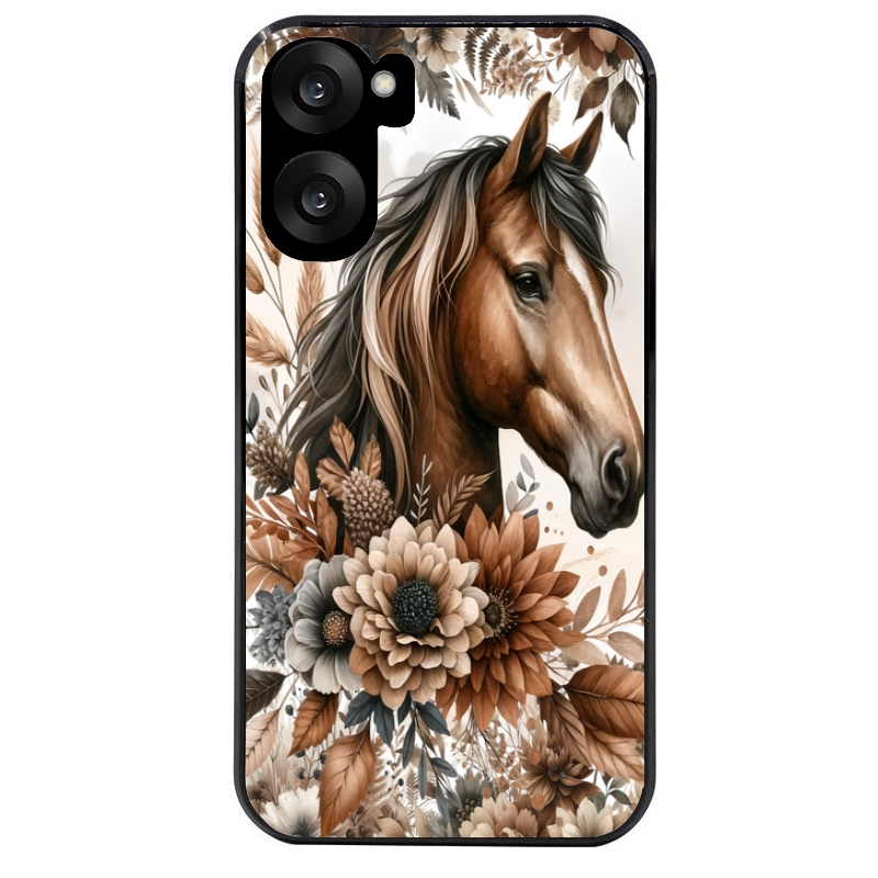 Coque noire taperso pour OnePlus Nord CE5 avec motif cheval automne protection antichoc personnalisée