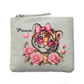 Porte monnaie personnalisé tigre noeud ivoire en feutrine en feutrine ivoire