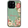 Coque noire taperso pour Honor 70 LITE 90 et LITE avec motif bois et fleur avec votre prenom protection antichoc personnalisée