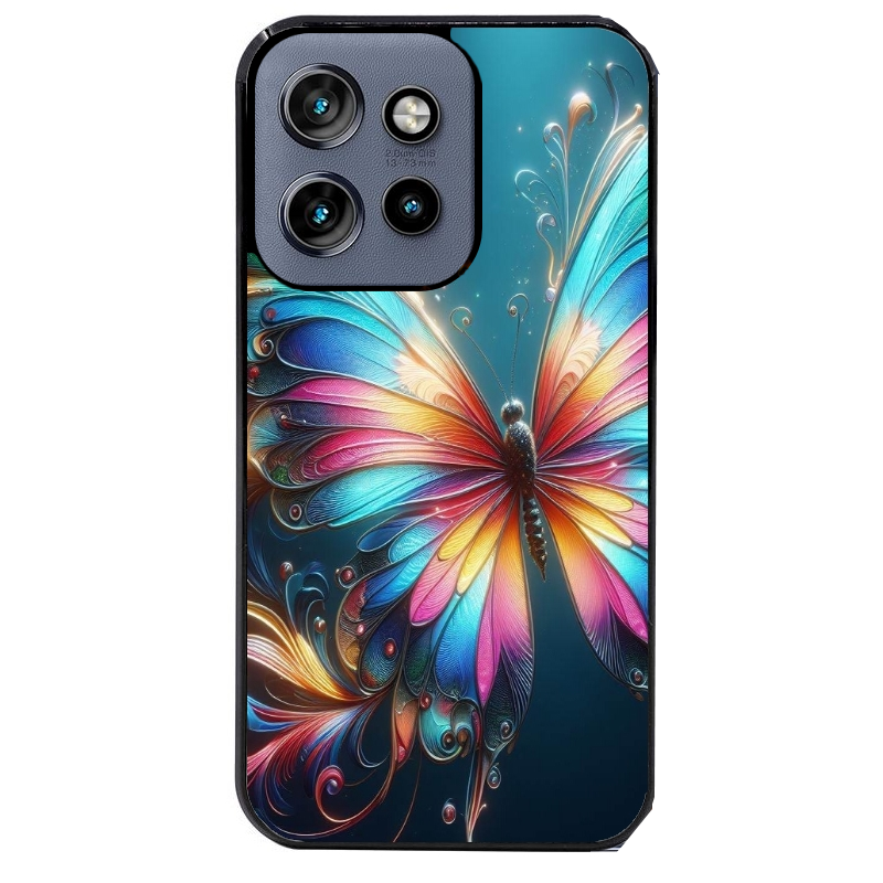 Coque noire taperso pour Moto Edge 60 et Neo Fusion Pro avec motif papillon arc protection antichoc personnalisée