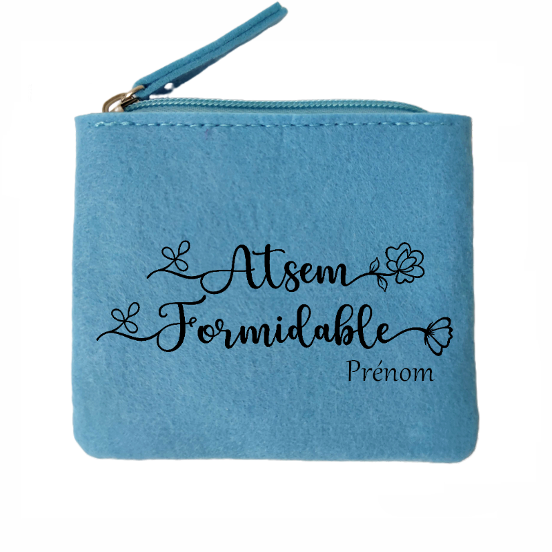 Porte monnaie personnalisé Atsem formidable en feutrine en feutrine