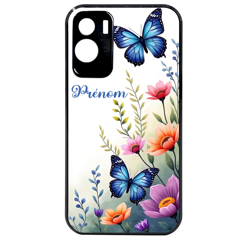 Coque noire taperso pour Honor 70 LITE 90 et LITE avec motif papillon prenom personnalisee protection antichoc personnalisée