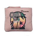 Porte monnaie personnalisé motif koala bubble rose clair en feutrine en feutrine