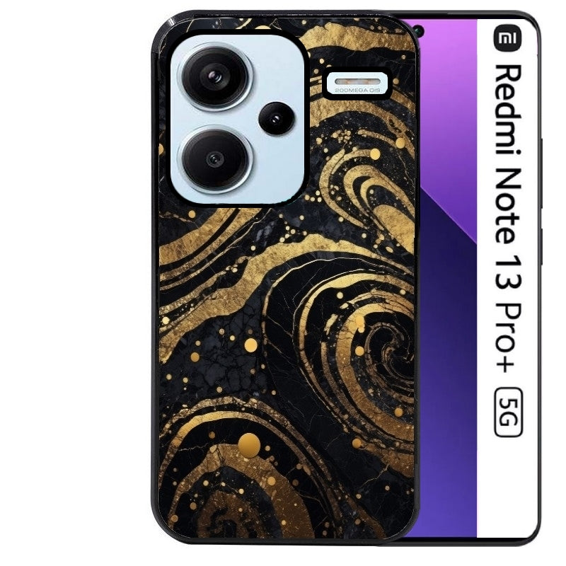 Coque noire taperso pour Redmi Note 13 PRO PLUS 5G avec motif marbre noir protection antichoc personnalisée
