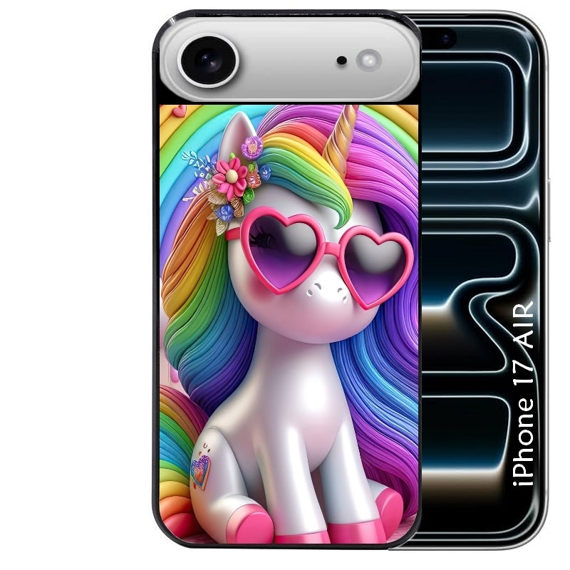 Coque noire taperso pour Iphone 17 17E AIR MAX PRO avec motif licorne pop art protection antichoc personnalisée