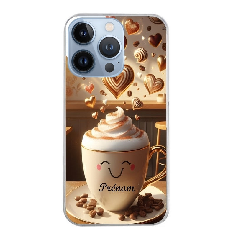 Coque taperso pour Iphone 13 et PRO MINI PRO MAX avec motif cafe love morning personnalise protection antichoc personnalisée