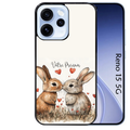 Coque noire taperso pour OPPO Reno 15 et F FS 5G avec motif lapin coeur avec prenom protection antichoc personnalisée