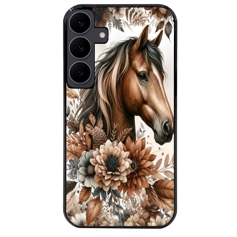 Coque noire taperso pour galaxy A06 A16 A26 A36 A56 avec motif cheval automne protection antichoc personnalisée