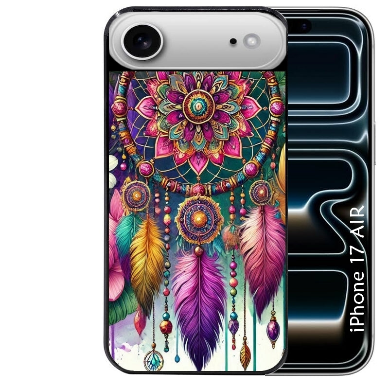 Coque noire taperso pour Iphone 17 17E AIR MAX PRO avec motif dreamcatcher et mandala protection antichoc personnalisée