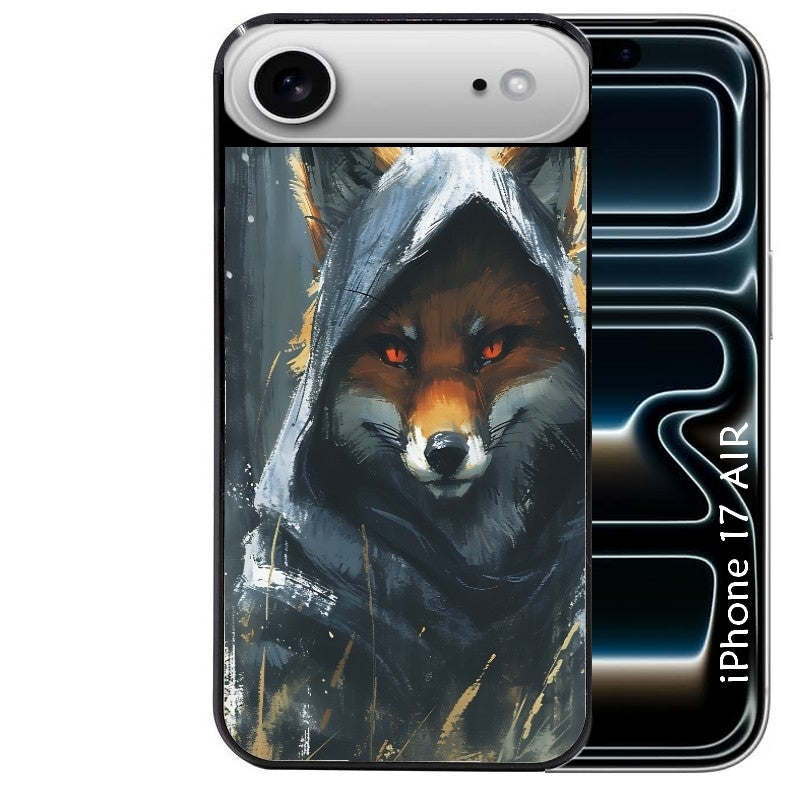 Coque noire taperso pour Iphone 17 17E AIR MAX PRO avec motif renard fox des bois protection antichoc personnalisée