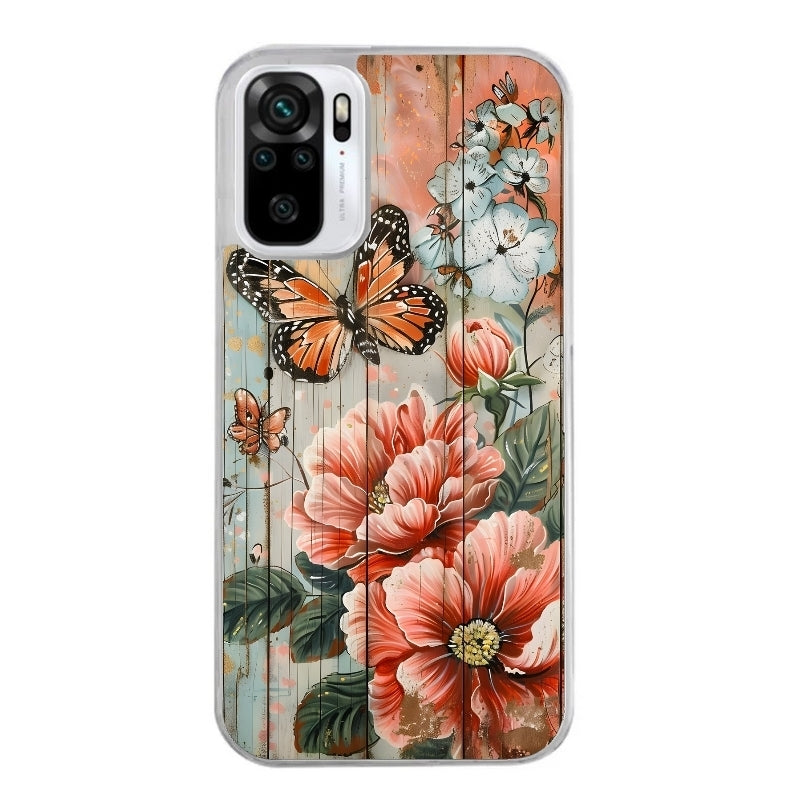 Coque taperso pour Redmi Note 10 4G 5G PRO 10S avec motif bois et papillon 3 protection antichoc personnalisée