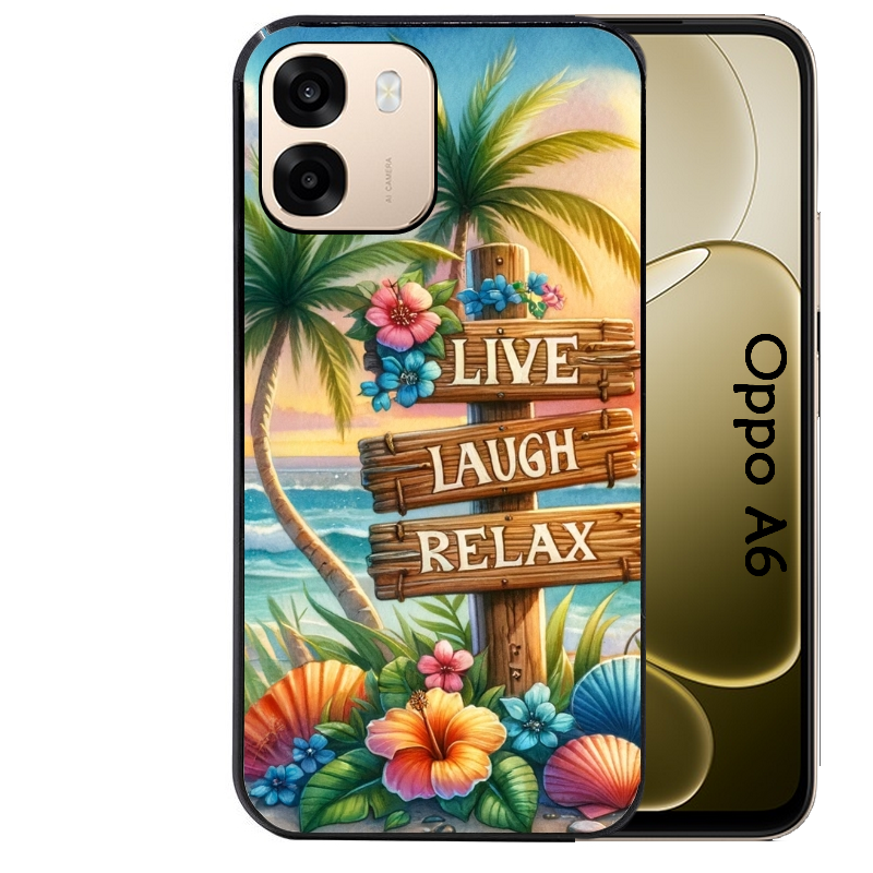 Coque noire taperso pour OPPO A6 A6X 4G et 5G avec motif tropical vacances protection antichoc personnalisée