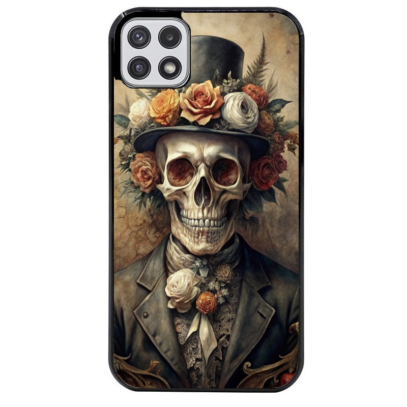 Coque noire taperso pour galaxy A22 A32 A52 A52S 4G 5G  avec motif tete de mort chapeau protection antichoc personnalisée