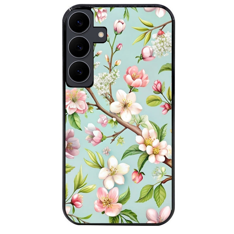 Coque noire taperso pour galaxy A06 A16 A26 A36 A56 avec motif fleur de printemps protection antichoc personnalisée