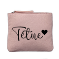 Porte monnaie personnalisé motif tetue coeur rose clair en feutrine en feutrine
