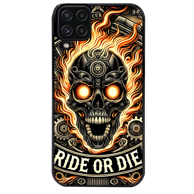 Coque noire taperso pour galaxy A22 A32 A52 A52S 4G 5G  avec motif tete de mort flamme protection antichoc personnalisée