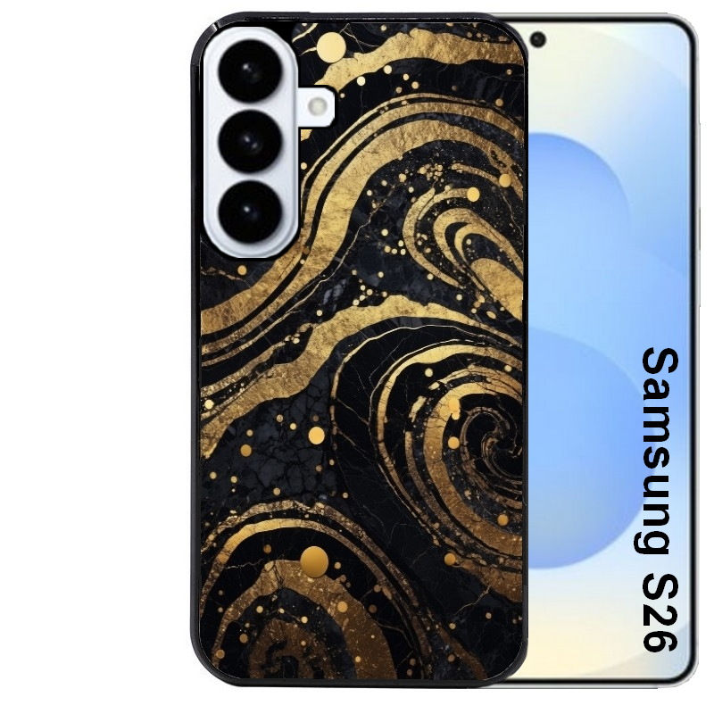Coque noire taperso pour galaxy S26 et PLUS ULTRA FE avec motif marbre noir protection antichoc personnalisée