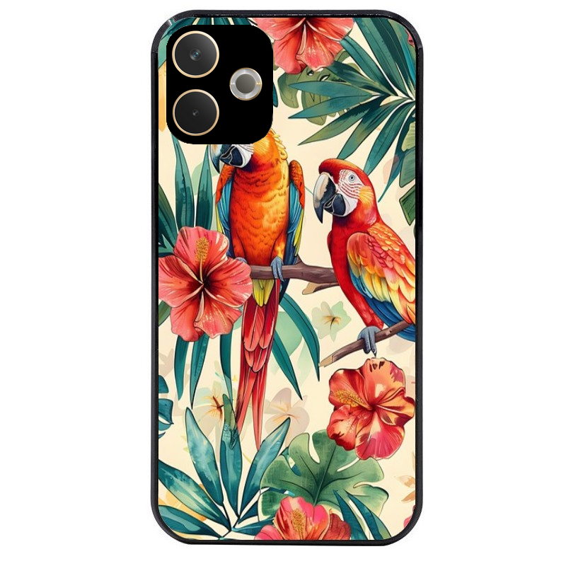 Coque noire taperso pour OPPO A5 PRO 4G et 5G avec motif perroquet et fleurs protection antichoc personnalisée