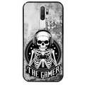 Coque noire taperso pour OPPO A5 A9 2020 avec motif tete de mort gamer beton protection antichoc personnalisée
