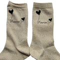 Chaussettes paillettes doré motif maman coeur