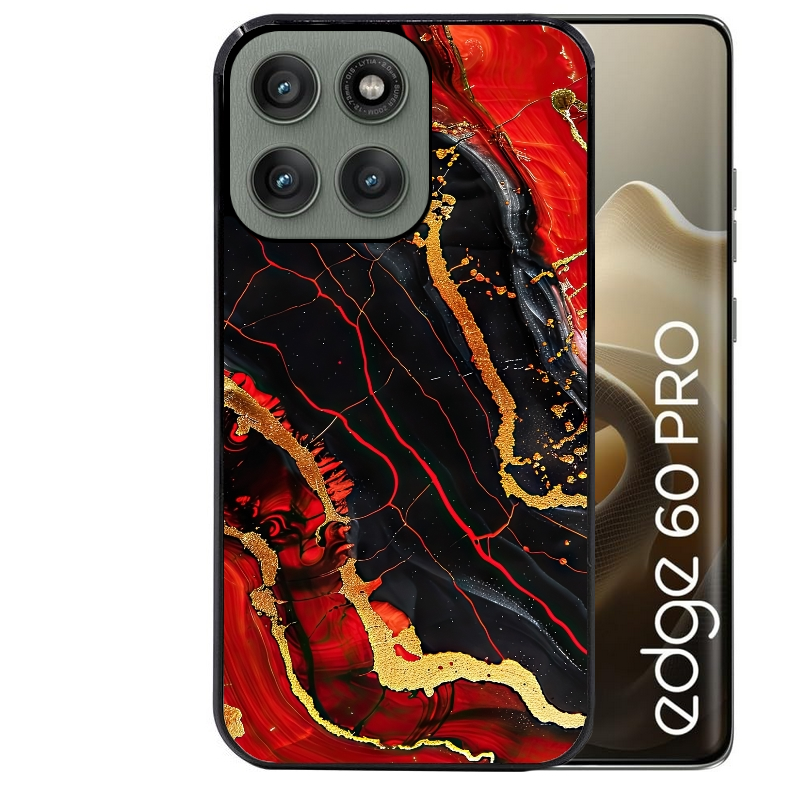 Coque noire taperso pour Moto Edge 60 et Neo Fusion Pro avec motif marbre rouge protection antichoc personnalisée