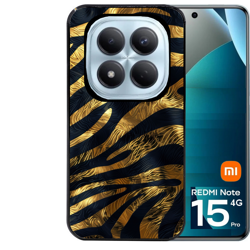 Coque noire taperso pour Redmi Note 15 et PRO PLUS 4G 5G avec motif zebre gold protection antichoc personnalisée