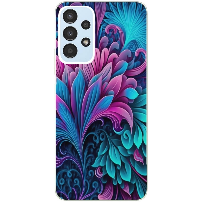 Coque taperso pour Galaxy A13 4G et 5G A23 A53 avec motif tropical violet et des fleurs protection antichoc personnalisée