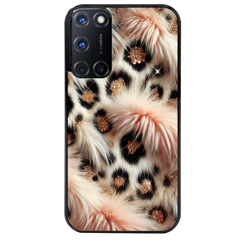 Coque noire taperso pour OPPO A72 4G avec motif effet fourrure leopard 1 protection antichoc personnalisée