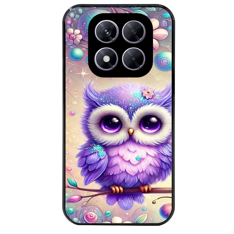 Coque noire taperso pour Redmi Note 14 et PRO PLUS 4G 5G avec motif chouette violette protection antichoc personnalisée