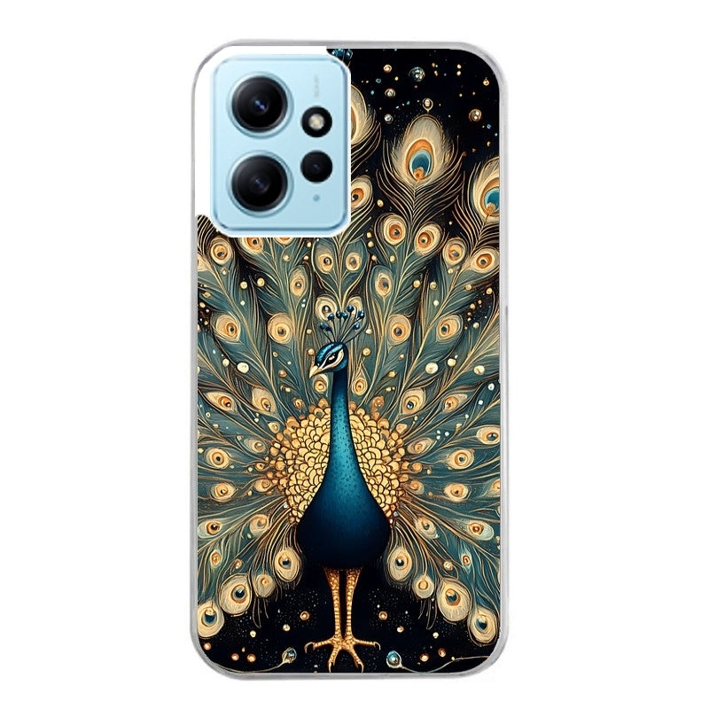 Coque taperso pour Redmi Note 12 4G 5G PRO 4G avec motif paon mandala protection antichoc personnalisée