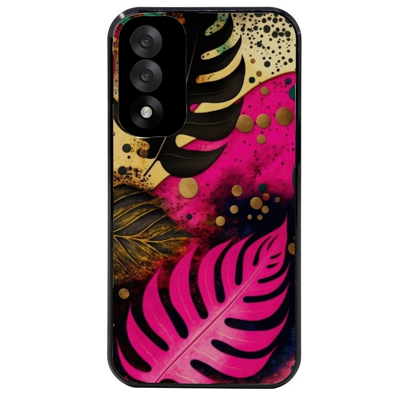 Coque noire taperso pour OnePlus Nord 5 avec motif tropical rose et des fleurs protection antichoc personnalisée