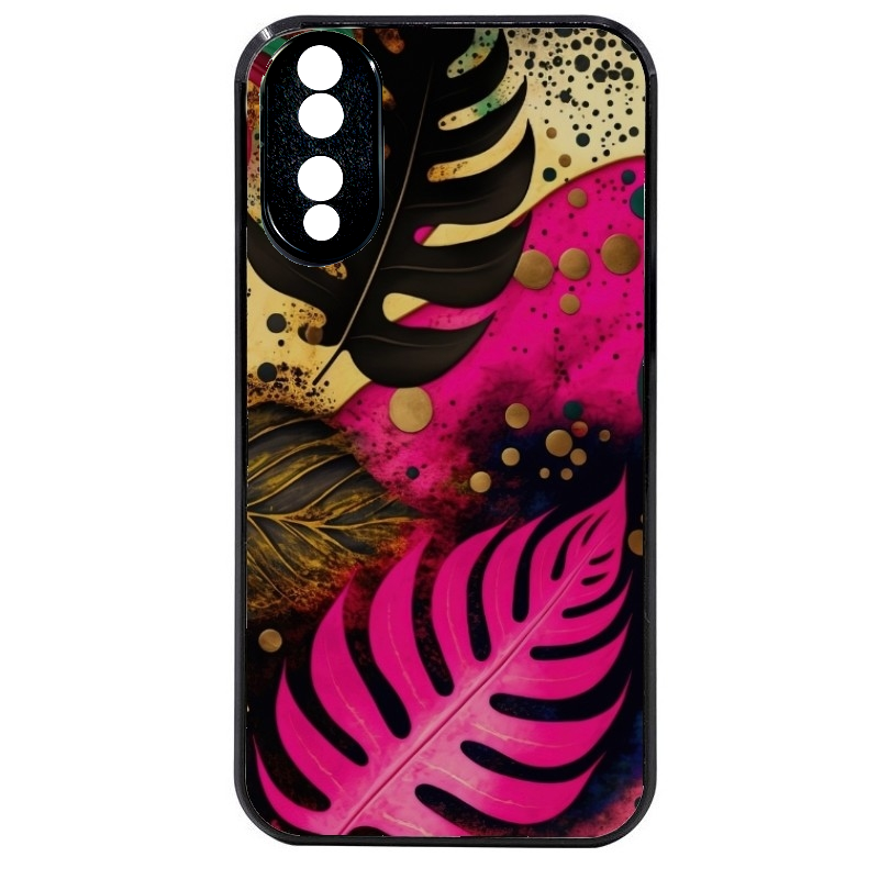 Coque noire taperso pour Honor 70 LITE 90 et LITE avec motif tropical rose et des fleurs protection antichoc personnalisée