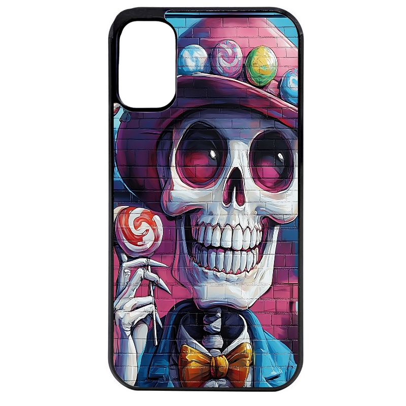 Coque noire taperso pour Moto E13 E14 E15 avec motif tete de mort tag protection antichoc personnalisée