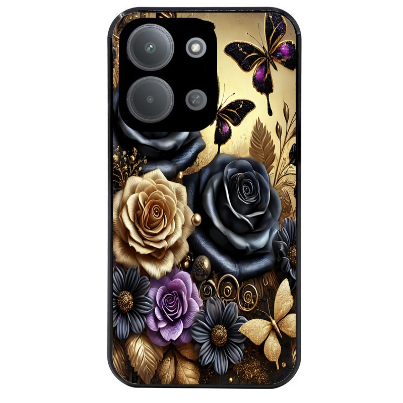 Coque noire taperso pour POCO C85 avec motif papillon gothic protection antichoc personnalisée