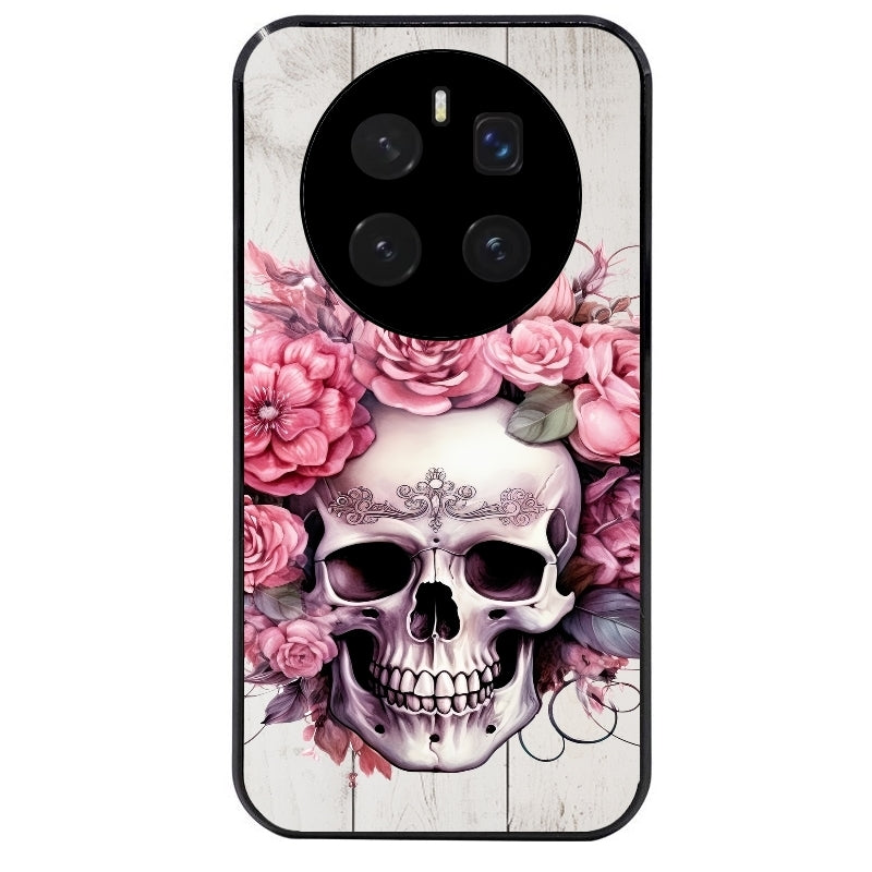 Coque noire taperso pour Magic 7 LITE et PRO avec motif tete de mort floral protection antichoc personnalisée
