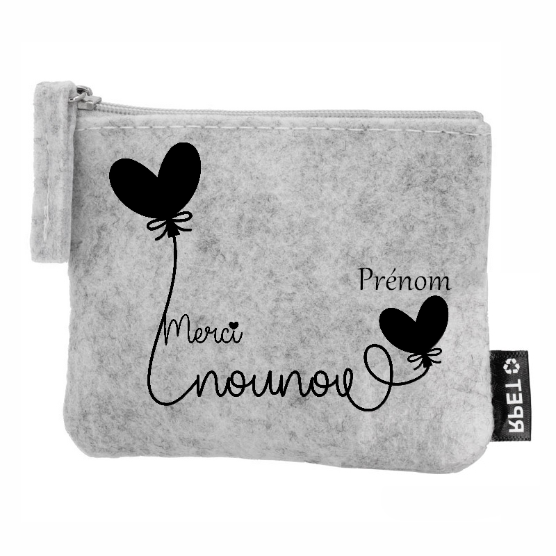 Porte monnaie merci nounou en feutrine en feutrine