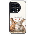 Coque noire taperso pour OnePlus 11 et 12 avec motif lapin coeur avec prenom protection antichoc personnalisée