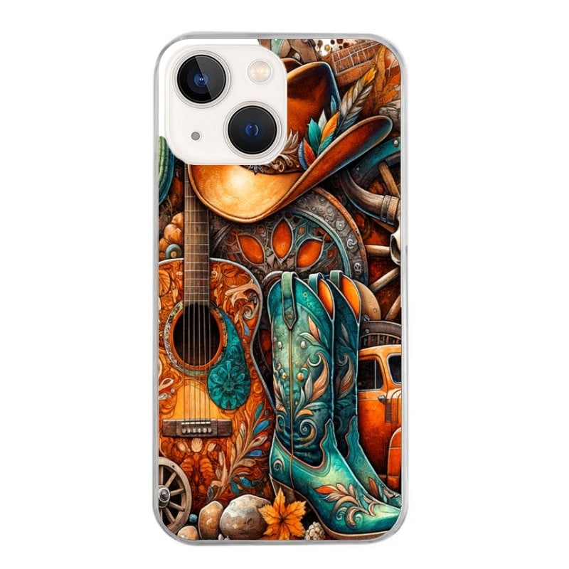 Coque taperso pour Iphone 14 et PRO PLUS PRO MAX avec motif cow boy et texas automne protection antichoc personnalisée