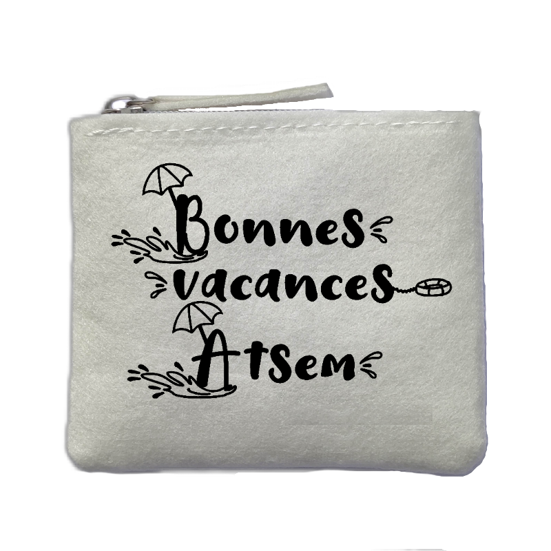 Chaussettes paillettes argent motif atsem en vacances