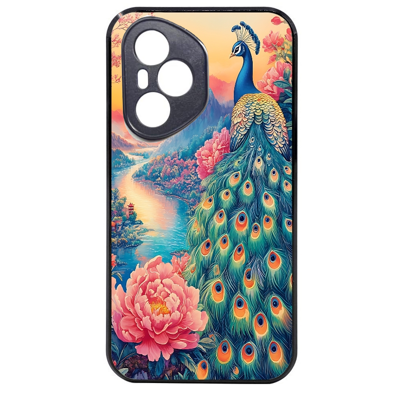 Coque noire taperso pour Honor 400 et Lite Pro Smart avec motif paon japan protection antichoc personnalisée